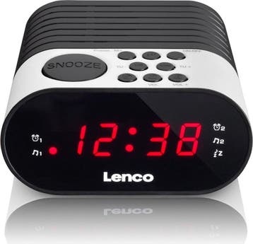 Wekkerradio - Digitale wekker - Alarmklok - Wit/Zwart - Lenc, Verzenden