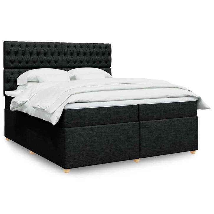 vidaXL Boxspring met matras stof zwart 200x200 cm, Huis en Inrichting, Slaapkamer | Bedden, Nieuw, Verzenden