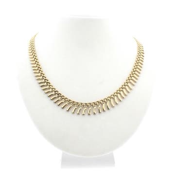 Gouden fantasie schakelcollier (Ketting), Ophalen of Verzenden, Gebruikt, Overige kleuren, Goud
