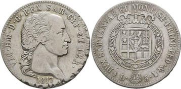 5 Lire Turin 1817 Italien Sardinien: Victor Emanuel I, 18..., Verzenden, België