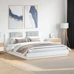 vidaXL Bedframe met hoofdbord bewerkt hout wit 160x200 cm, Verzenden