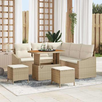 vidaXL Tuinbank Set 8 st Beige poly rattan, Verzenden, Nieuw