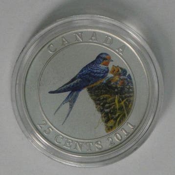 Canada. 25 Cents 2010 tm 2012 (4 munten): Blue Jay,