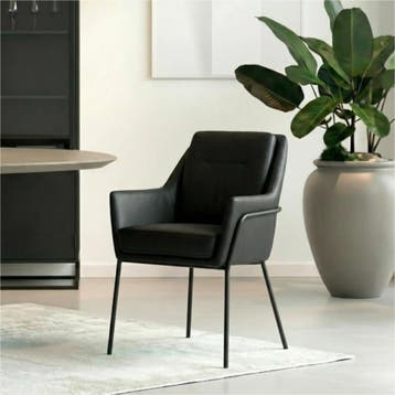 Leren eetkamerstoel Mix - Toledo Nero (zwart) - Poten staal, Huis en Inrichting, Stoelen, Bohemian, Industrieel, Modern, Scandinavisch