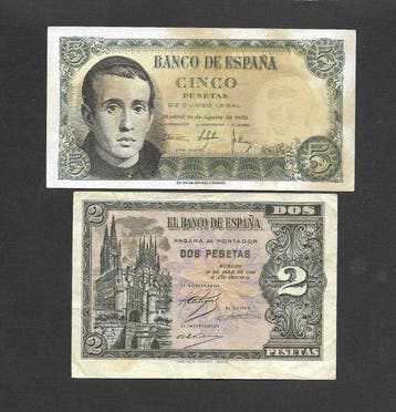 Spanje. - 6 Banknotes - various dates (Zonder minimumprijs)