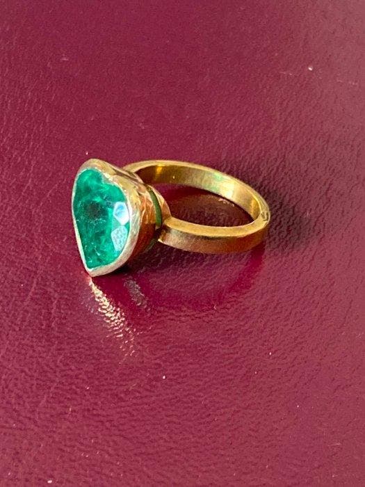 Émeraude - Argent - Bague de fiançailles - Bague émeraude, Handtassen en Accessoires, Antieke sieraden