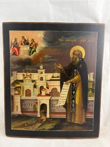 Icoon - Zeer zeldzaam en van goede kwaliteit icoon van Sint, Antiek en Kunst