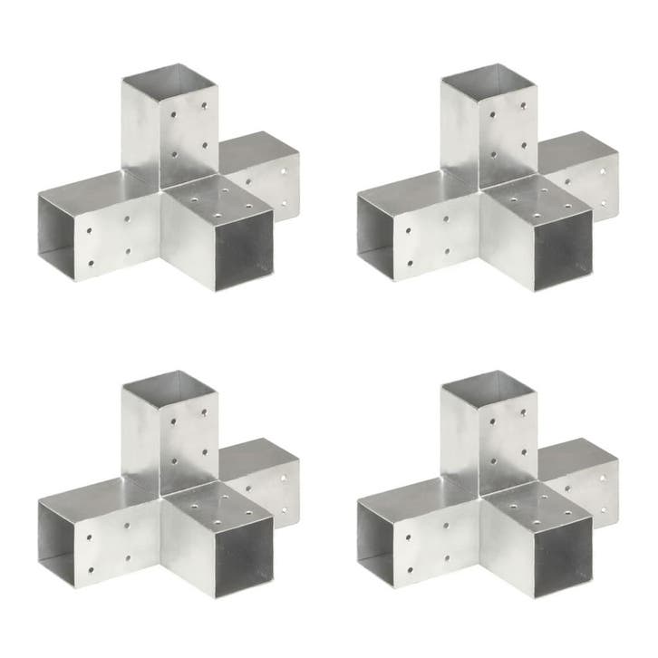 vidaXL Paalverbindingen 4 st X-vorm 71x71 mm gegalvaniseerd, Tuin en Terras, Palen, Balken en Planken, Nieuw, Verzenden