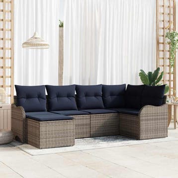 vidaXL Tuinbank Set Grijs poly rattan, Verzenden, Nieuw