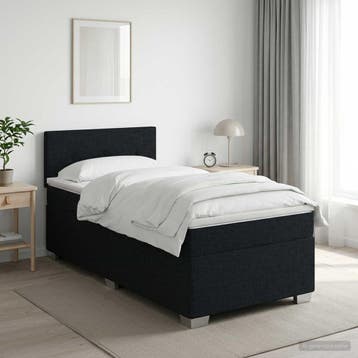 vidaXL Boxspringbed met matras met hoofdeinde Zwart 80 x 200, Verzenden