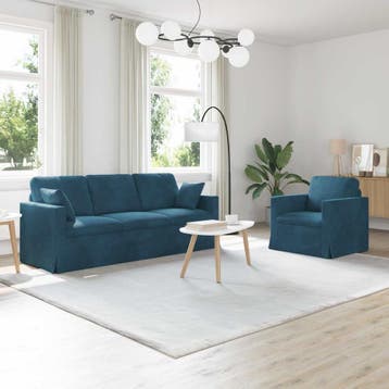 vidaXL bank / zetelstel 2 st Blauw Fluweel, Verzenden, Nieuw