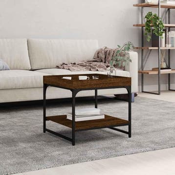vidaXL Salontafel 49,5x49,5x45 cm bewerkt hout bruin, Verzenden, Nieuw