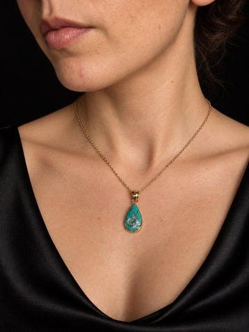 Turquoise Hanger van S925-zilver met 18K gouden afwerking -