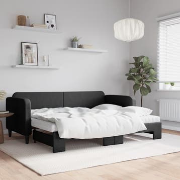 vidaXL Slaapbank met onderschuifbed en matrassen 80x200 cm, Verzenden