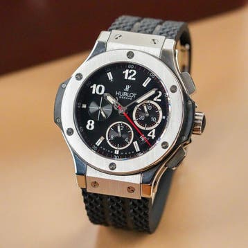 Hublot - Big Bang Unworn Steel Black Chronograph -, Nieuw