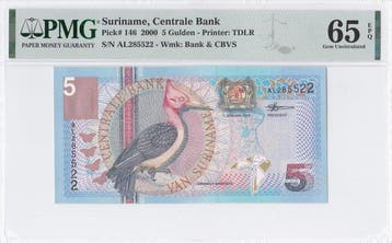 Suriname. - 5, 10, 25, 100, 500, 1000 Gulden 2000 - Pick 146