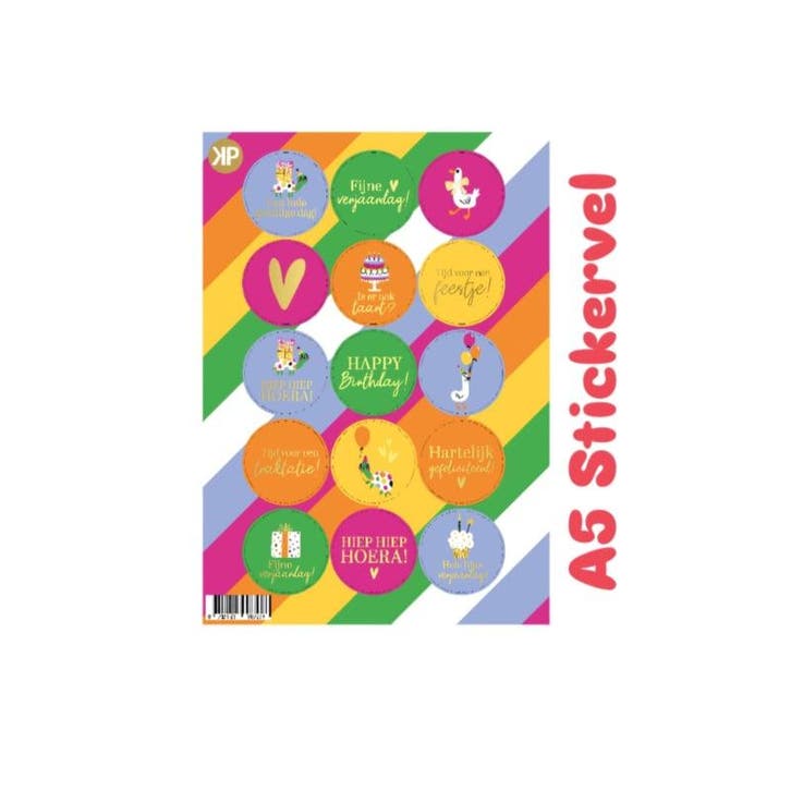 1 stickervel feestje - kinderfeestje - sluitzegels - hiep..., Hobby en Vrije tijd, Stickers en Plaatjes, Sticker, Nieuw, Verzenden