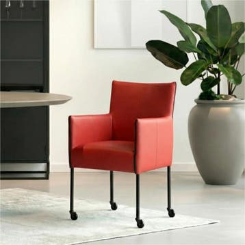 Set van 4 Leren eetkamerstoelen More - Toledo Ducati (rood), Ophalen of Verzenden