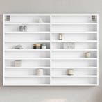 vidaXL Vitrinekast 100x8,5x75 cm bewerkt hout wit, Verzenden, Nieuw