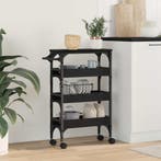 vidaXL Keuken Trolley Zwart Eiken Bewerkt hout, Huis en Inrichting, Verzenden, Nieuw