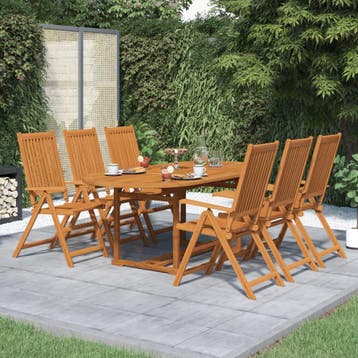 vidaXL 7-delige Tuinset massief acaciahout 150-200 cm, Verzenden, Tuinset