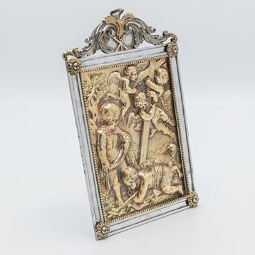 Zilveren plaquette, portapaz, circa 1800 zilver Jezus en