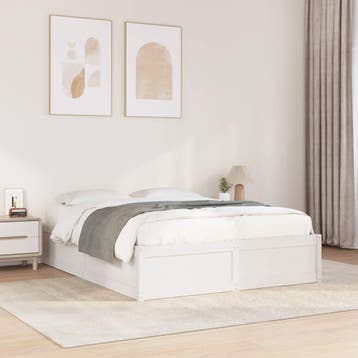 vidaXL Bedframe zonder matras massief grenenhout wit 140x200, Verzenden, Nieuw