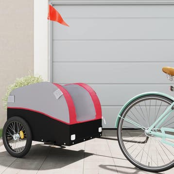 vidaXL Fietstrailer 45 kg ijzer zwart en rood, Verzenden, Nieuw