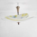 Plafondlamp - Glas, Koper - Dubbele glasschaal lamp, Antiek en Kunst