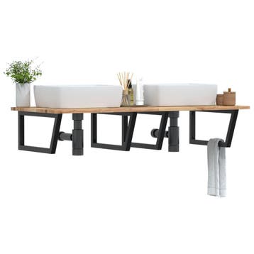 vidaXL Badkamer wandschap staal en massief acaciahout, Verzenden, Nieuw