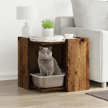vidaXL Kattenbakomheining Oud hout 53 x 53 x 51 cm Bewerkt, Verzenden