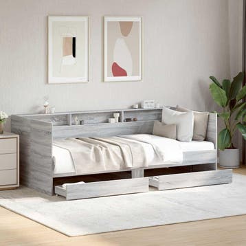 vidaXL Slaapbank met lades zonder matras 100x200 cm grijs, Huis en Inrichting, Verzenden, Nieuw