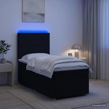 vidaXL Boxspringbed met matras met hoofdeinde Zwart 80 x 200, Verzenden, Nieuw