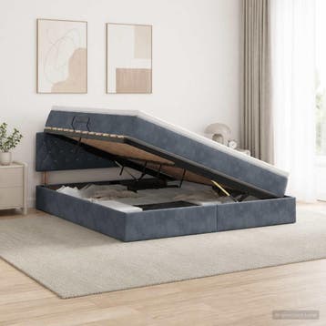 vidaXL Opbergbed met hoofdeinde Donkergrijs 160 x 200 cm, Huis en Inrichting, Verzenden, Nieuw
