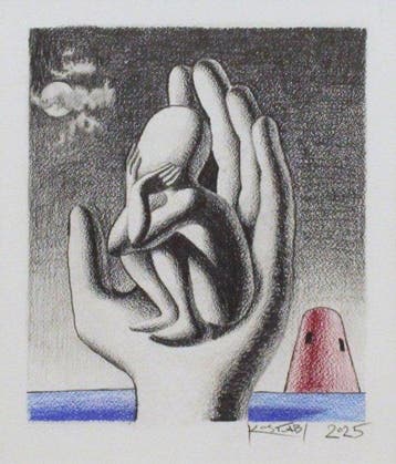 Mark Kostabi (1960) - The loving touch of destiny, Antiek en Kunst