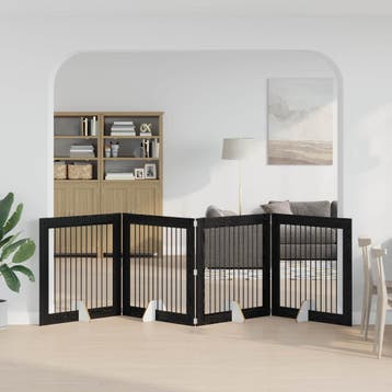 vidaXL Opvouwbaar hondenhekje met standaards 4 st Zwart, Animaux & Accessoires, Verzenden