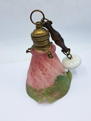Muller Frères - Lampe - lampe suspendue - Verre, Porcelaine,, Antiek en Kunst