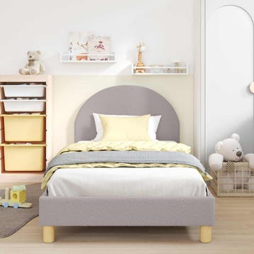 vidaXL Kinderen bedframe met hoofdboard Lichtgrijs 80x200 cm, Huis en Inrichting, Slaapkamer | Bedden, Verzenden, Nieuw