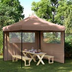vidaXL Partytent inklapbaar pop-up met 2 zijwanden bruin, Verzenden