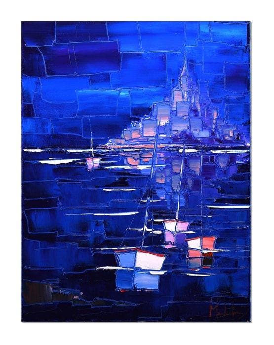 Caroline Mandrafina - Pfleger  Mont-St-Michel, Antiquités & Art, Art | Peinture | Moderne