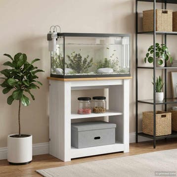vidaXL Aquarium Stand PANAMA Wit en Bruin 60 x 30 x 60 cm, Verzenden, Nieuw