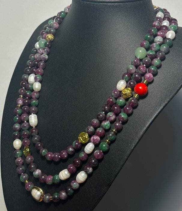 Turmalina Sandía; Perla Blanca; Coral; Aventurina Verde ., Collections, Minéraux & Fossiles