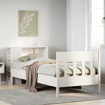 vidaXL Bed met boekenkast zonder matras grenenhout wit, Huis en Inrichting, Verzenden, Nieuw