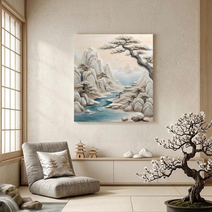AT9 - [Canvas XXL] Paesaggio Invernale Zen, Antiek en Kunst, Kunst | Designobjecten