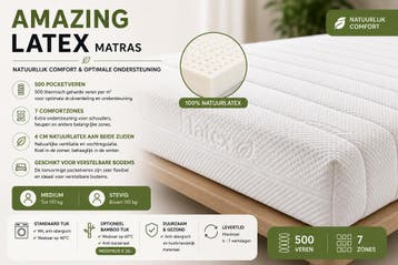 Amazing LATEX pocket 500 - 180/210, Nieuw, Tweepersoons, Matras