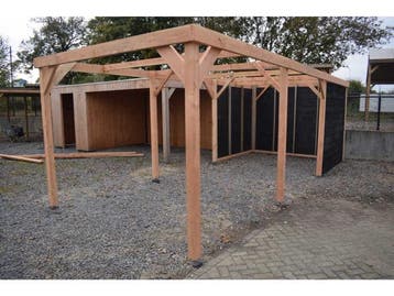 Veiling - Douglas carport frame met berging  720x510x235 cm, Tuin en Terras, Nieuw