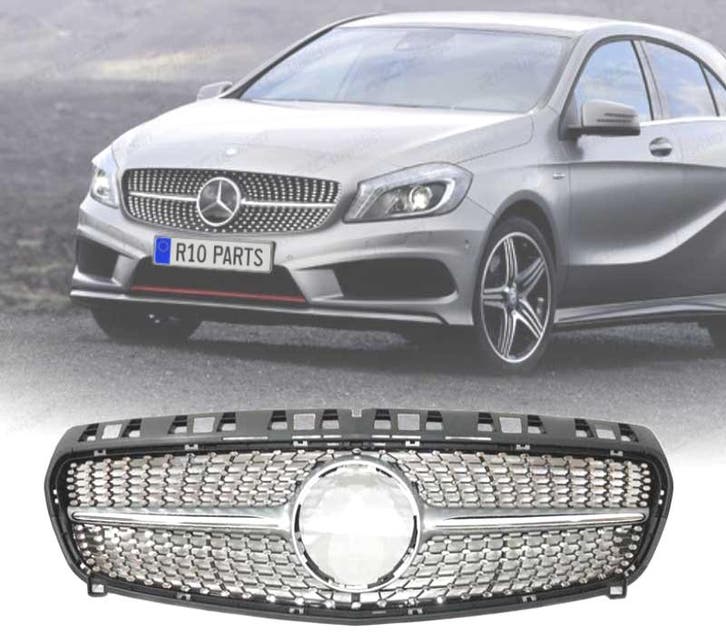 CALANDRE MERCEDES CLASSE A W176 12-15 LOOK DIAMOND CHROMÉ, Auto-onderdelen, Carrosserie, Verzenden