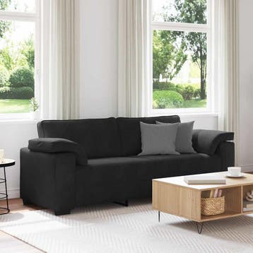 vidaXL 3-zitsbank / zetel 220x77x82 cm fluweel zwart, Verzenden