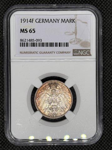 Duitsland, keizerrijk 1 Mark 1914 F NGC MS65 (Zonder