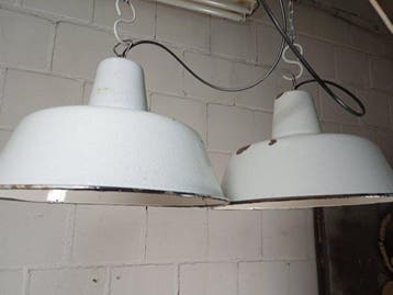 Plafondlamp - Ob2 - Emaille, Staal - Twee hanglampen